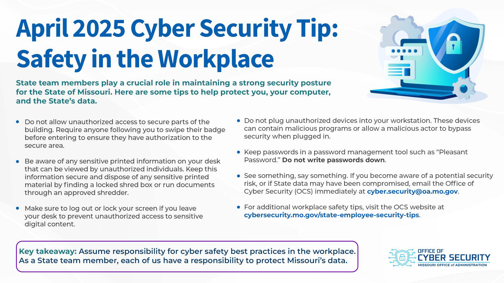 April 2025 Cyber Security Tip: Safety in the Workplace