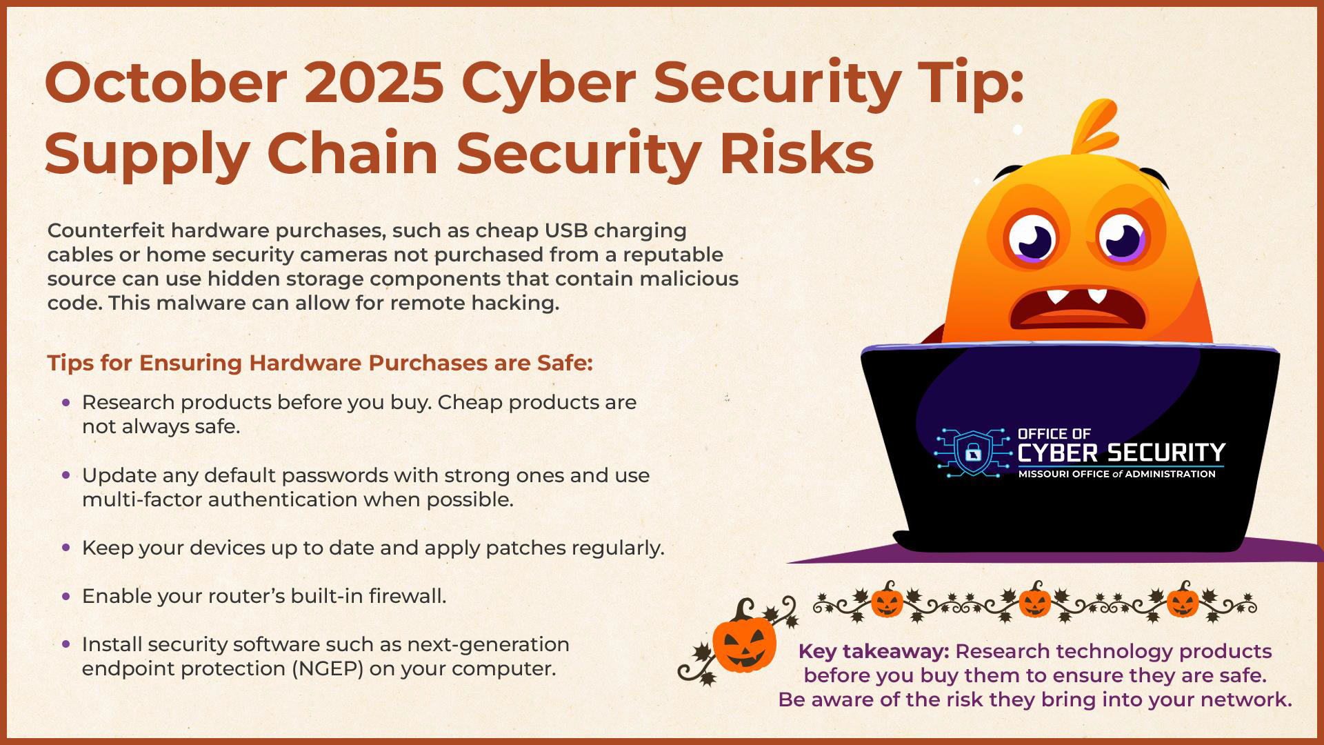 October 2025 Cyber Security Tip: Supply Chain Security Risks